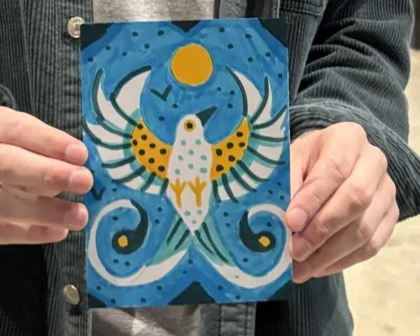 A handmade card by a local Austin artist